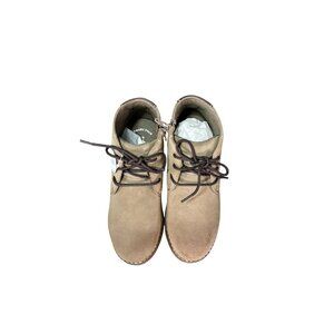 Sonoma Boys Ryderr Taupe Lace-Up Easy Zip Boots Size 2 Durable Suede